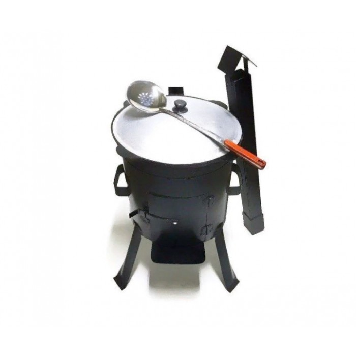 Казан 12 литров + печь с дымоходом (Стандарт) 2мм + шумовка